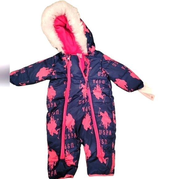 𝅺NEW  U.S. Polo Assn. Baby Girl's Snowsuit 12 months - Picture 1 of 7